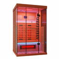 Full Spectrum Infrared Sauna,1-2 Person Home Sauna,Wooden Canadian Hemlock Indoor Spa Sauna with Resonance Speaker, Panoramic Tempered Glass Door