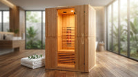 Infrared Home Sauna Room for 2 Persons Sauna Spa Room Hemlock Wood Infrared Sauna Cabin Dry Sauna with Full Spectrum Radiator, LED Light, Bluetooth, MP3, USB (2 Person Sauna Room) — Lifestyle
