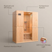 Infrared Home Sauna Room for 2 Persons Sauna Spa Room Hemlock Wood Infrared Sauna Cabin Dry Sauna with Full Spectrum Radiator, LED Light, Bluetooth, MP3, USB (2 Person Sauna Room) — infographic