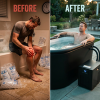 Ice Bath Chiller & Cold Plunge Tub Bundle, 1/3HP Cold Plunge Chiller with Built-In Pump & Filter, 148Gal Insulated Ice Bath Tub for Cold Therapy, Recovery, Muscle Relaxation & Wellness at Home — Before & After