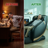 4D Massage Chair Full Body, Zero Gravity Massage Chair with Heat and Foot Massage with Airbags, Kneading, Bluetooth, LCD Touch Control - Black — Before & After