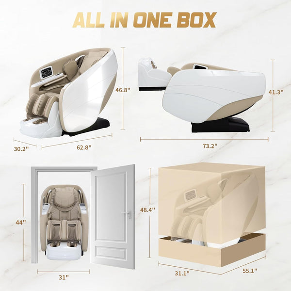 4D Massage Chair Full Body, Zero Gravity Recliner,34 Airbags Massage,20 Auto Massage Programs,Auto Body Scan,Ai Voice Control,55" SL Track,Beige