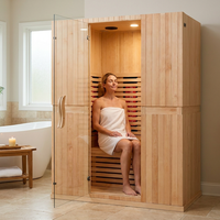Infrared Home Sauna Room for 2 Persons Sauna Spa Room Hemlock Wood Infrared Sauna Cabin Dry Sauna with Full Spectrum Radiator, LED Light, Bluetooth, MP3, USB (2 Person Sauna Room) — Lifestyle