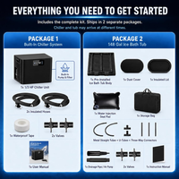 Cold Plunge Tub Bundle Built for Home Recovery, 148 Gallon Insulated System, 1/3HP Chiller, Built-In Filter