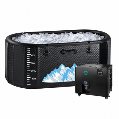 Cold Plunge Tub, 248 Gallon, 1 Horsepower, Heavy-Duty Ice Bath Tub for Athletes with Hot & Cold, Portable Inflatable Plunge Chiller with Water Treatment Kit, Immersion Therapy, Wifi (Black, 1 Set)