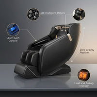 4D Massage Chair Full Body, Zero Gravity Massage Chair with Heat and Foot Massage with Airbags, Kneading, Bluetooth, LCD Touch Control - Black — infographic
