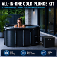 Cold Plunge Tub Bundle Built for Home Recovery, 148 Gallon Insulated System, 1/3HP Chiller, Built-In Filter