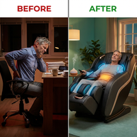 Massage Chair Designed for Full Body Relaxation, Zero Gravity Recline, 5 Auto Programs, Heat Therapy — Before & After