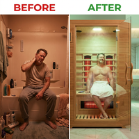 Infrared Home Sauna Room for 2 Persons Sauna Spa Room Hemlock Wood Infrared Sauna Cabin Dry Sauna with Full Spectrum Radiator, LED Light, Bluetooth, MP3, USB (2 Person Sauna Room) — Before & After